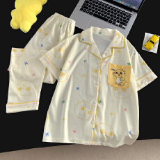 批发[黛琳芬]仿棉短袖长裤儿童<b class='q'>睡衣</b>10码-L码中大童男女家居服216