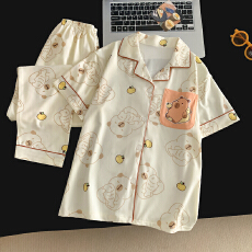 批发[黛琳芬]仿棉短袖长裤儿童<b class='q'>睡衣</b>10码-L码中大童男女家居服216