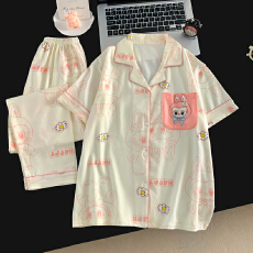 批发[黛琳芬]仿棉短袖长裤儿童<b class='q'>睡衣</b>10码-L码中大童男女家居服216