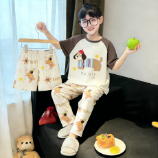 批发[黛琳芬]仿棉<b class='q'>三件套</b>儿童<b class='q'>睡衣</b>卡通中大童12码-XL男女童家居服216