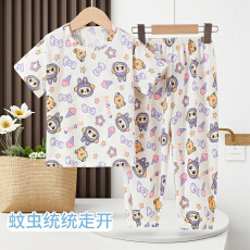 批发黛琳芬云朵棉儿童睡衣小中大童8-18码男女童短袖长裤家居服224