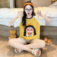 批发[黛琳芬]仿棉短袖儿童<b class='q'>睡衣</b>夏季卡通中大童12码-XL男<b class='q'>女童</b>家居<b class='q'>服</b>216
