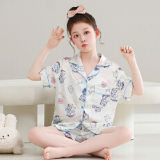 批发黛琳芬冰雪丝三件套儿童睡衣套装12-XL码三件套男女童家居服228