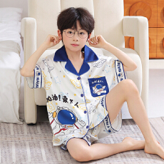 批发黛琳芬冰雪丝三件套儿童睡衣套装12-XL码三件套男女童家居服228