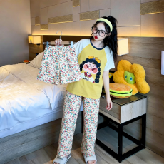 批发[黛琳芬]仿棉三件套儿童睡衣卡通中大童10码-L码男女童家居服216