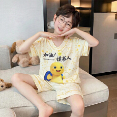 批发黛琳芬V领云朵棉娃娃领儿童睡衣卡通夏季小中童小男孩家居服253