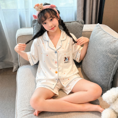 批发黛琳芬12码-XL冰丝儿童睡衣夏天仿真丝<b class='q'>中大</b>童男<b class='q'>女</b><b class='q'>童</b>家居服261