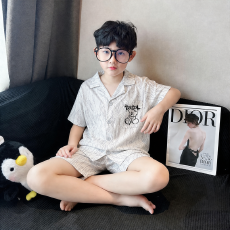 批发黛琳芬12码-XL冰丝儿童睡衣夏天仿真丝<b class='q'>中大</b>童男<b class='q'>女</b><b class='q'>童</b>家居服261
