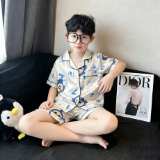 批发黛琳芬12码-XL冰丝儿童睡衣夏天仿真丝<b class='q'>中大</b>童男<b class='q'>女</b><b class='q'>童</b>家居服261