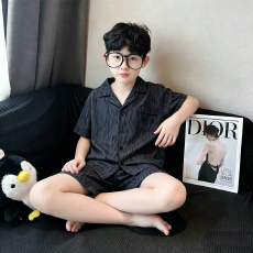 批发黛琳芬12码-XL冰丝儿童睡衣夏天仿真丝<b class='q'>中大</b>童男<b class='q'>女</b><b class='q'>童</b>家居服261