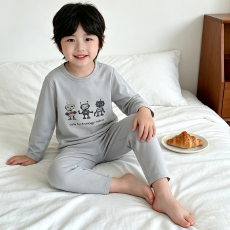 批发[黛琳芬]90-160码纯棉长袖儿童睡衣打底保暖磨毛男女童家居服266