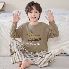 批发黛琳芬10-XXL码25款纯棉长袖儿童睡衣春<b class='q'>秋</b>男童装家居服