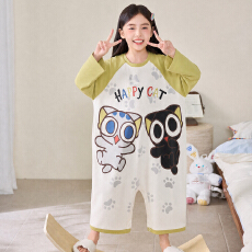 批发黛琳芬8-XL码30款纯棉长袖连体儿童睡衣春秋卡通童装家居服