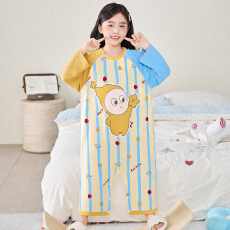 批发黛琳芬8-XL码30款纯棉长袖连体儿童睡衣春秋卡通童装家居服