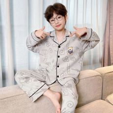 批发黛琳芬10-XL码9款仿棉长袖儿童睡衣春秋季薄款印花男童家居服