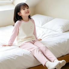 100-160儿童睡衣棉氨家居服无骨秋衣秋裤卡通打底内衣男女同款