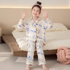 批发黛琳芬8-L码秋冬德绒卡通翻领开衫款男<b class='q'>女</b><b class='q'>童</b>睡衣保暖家居服外穿