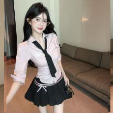 批发时尚jk制服套装女装学院风新款气质衬衫纯欲半身裙子两件套秋<b class='q'>冬</b>季