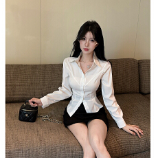 批发收腰<b class='q'>白色</b><b class='q'>衬衫</b>女职业工作服套装裙包臀性感长袖<b class='q'>衬衣</b>秘书OL纯欲制服