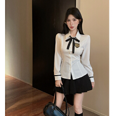 批发秋季减龄学院风jk制服短长<b class='q'>衬衫</b>套装裙女<b class='q'>职业</b>工作服收腰<b class='q'>衬衣</b>百褶裙
