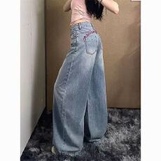 批发欧美式复古窄版阔腿牛仔<b class='q'>裤</b>女春秋2026款高腰显瘦小个子<b class='q'>宽松</b>直筒<b class='q'>裤</b>