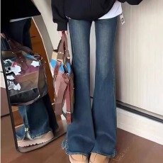 批发<b class='q'>大码</b>胖妹妹不贴腿微喇阔腿牛仔裤女春夏新款宽松显瘦高腰直筒<b class='q'>长裤</b>