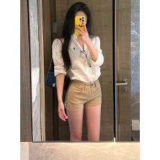 批发美式复古卡其色牛仔短<b class='q'>裤</b>女夏季百搭显高显瘦<b class='q'>裤</b>子<b class='q'>弹力</b>紧身包臀热<b class='q'>裤</b>