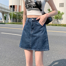 批发夏季新款韩版大码胖mm显瘦牛仔短裙女百搭高腰a字遮胯包臂半身裙