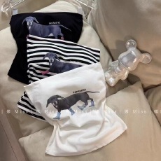 批发LiNa 带胸垫复古率真小狗美式印花抹胸女<b class='q'>春</b>夏季修身显瘦小众抹胸