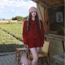 批发秋冬红色系穿搭一整套本命年新年战袍圣诞氛围感毛衣短裤套装