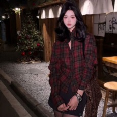 批发2025年春装新款格子衬衫女<b class='q'>长袖</b>设计感小众复古港味洋气时尚衬衣女