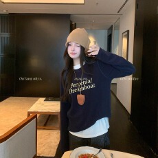 批发原版做法印花白色长袖<b class='q'>T</b><b class='q'>恤</b>女冬季内搭打底衫宽