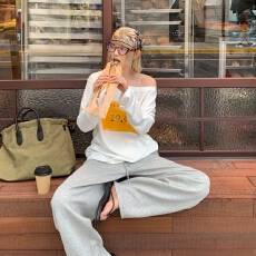 批发原版质量T恤女<b class='q'>冬</b>季新款内搭宽松打底衫斜肩