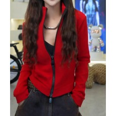 批发奥粒绒<b class='q'>开衫</b>拉链外套秋冬季加绒加厚时尚修身百搭内搭通勤保暖上衣