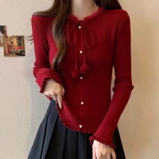 批发2025内搭针织打底衫上衣女秋冬新款显瘦本命年红色漂亮<b class='q'>小衫</b>穿搭