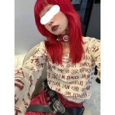 批发【纯棉复古朋克<b class='q'>街头</b>宽松不规则袖套毛边男女情侣字母印花T恤上衣