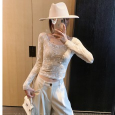 批发蕾丝小衫女2025秋冬新款内搭显瘦打底衫