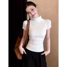 批发2026新款韩系设计感扭花高领修身内搭<b class='q'>针织衫</b>上衣