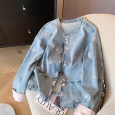 批发亮片提花国风刺绣<b class='q'>牛仔</b>外套春季2026新款复古气质中式减龄上衣