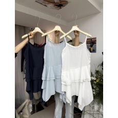 批发<b class='q'>韩版</b>不规则荷叶边叠穿吊带裙女2026春夏季新款显瘦减龄无袖连衣裙