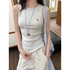 批发2026背心夏季新款辣妹刺绣打底无袖灰色修身紧身<b class='q'>通勤</b>上衣吊带外穿