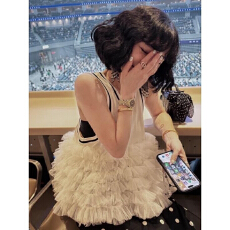 批发2026小众设计感美式辣妹风<b class='q'>网纱</b>拼接背心女夏季新款时尚百搭上衣
