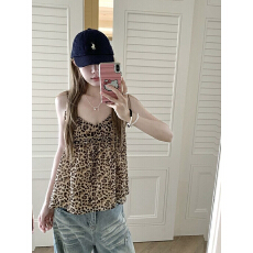 批发粉波点/豹纹可外穿小吊带背心女夏季新款辣妹显瘦纯欲无袖<b class='q'>上衣</b>ins