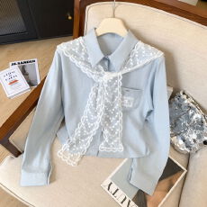 批发实拍早秋季高级感<b class='q'>蕾丝</b><b class='q'>披肩</b>长袖衬衫女新款设计感小众温柔上衣