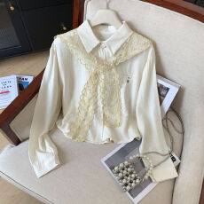 批发实拍早秋季高级感<b class='q'>蕾丝</b><b class='q'>披肩</b>长袖衬衫女新款设计感小众温柔上衣