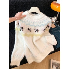 实拍设计感费尔岛毛衣女秋冬季新款慵懒高级感宽松加厚长袖上衣