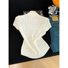 批发实拍显瘦收腰褶皱针织短袖女夏季新款辣妹外穿洋气显白高级感上衣