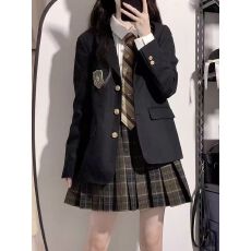 批发悠米i 原创JK制服西装外套女校供学院风西服套装黑色布朗茶茶