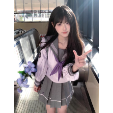 批发悠米i*雪鸢*紫灰刺绣水手原创JK制服女套装学生日系学院女