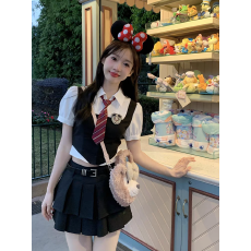 批发惠子小姐学院风制服套装巨好看假两件衬衫短袖半身裙东京岁时记JK